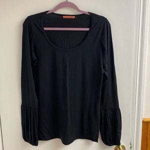 Velvet made in USA brand long sleeve black T sz XL scoop neck puff bell sleeve